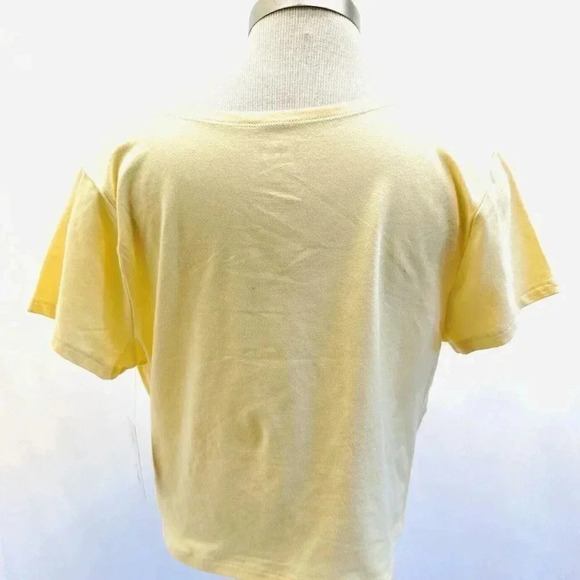 NWT SO GOODS FOR LIFE Juniors Short Sleeve Pullover V-Neck Yellow Cropped Top 2X - Picture 7 of 10